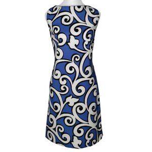 Maggy L Plus Size 14 Blue Multi Color Swirl Print Sleeveless Sheath Midi Dress